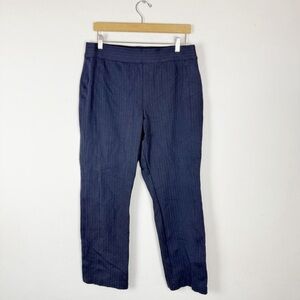 Spanx pull on stripe blue wide leg crop trousers